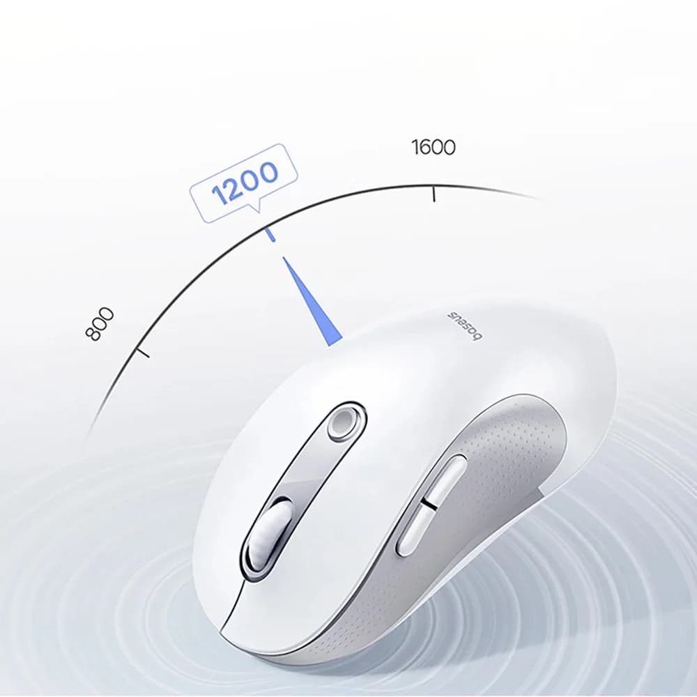 MOUSE Baseus F02 PC sau NB wireless, bluetooth, optic, 800/ 1200/1600 dpi, click silentios, butoane/scroll 4/1, alb, "B0203202" - 6932172693336
