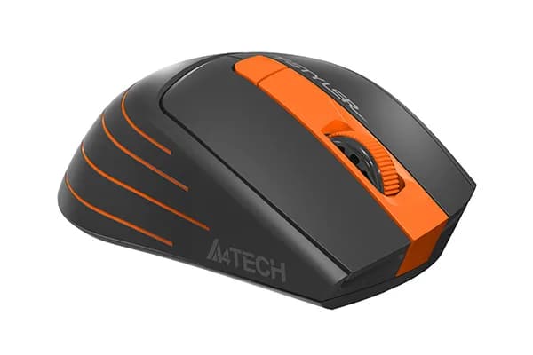 MOUSE A4tech, "FG30", gaming, wireless, 2.4GHz, optic, 2000 dpi, butoane/scroll 6/1, negru / portocaliu, 45507106 "FG30 Orange" — miniatură
