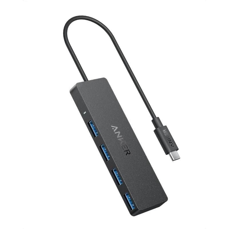 Hub USB ANKER Ultra Slim USB-C, 4 porturi, Negru