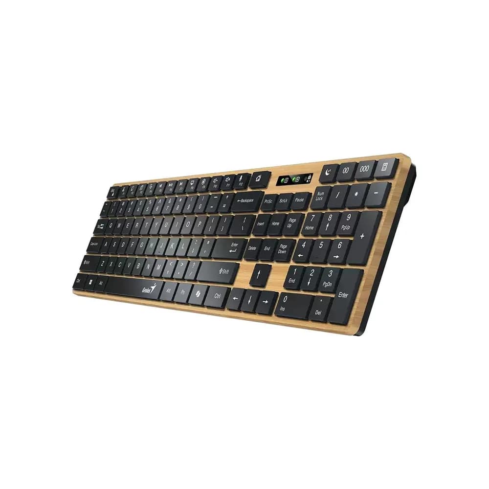 TASTATURA Genius "SlimStar 7250BT", wireless 2.4GHz+Bluetooth, 104 taste slim, tasta Copilot, lemn - negru, "31320004400" 4710268263005 — miniatură