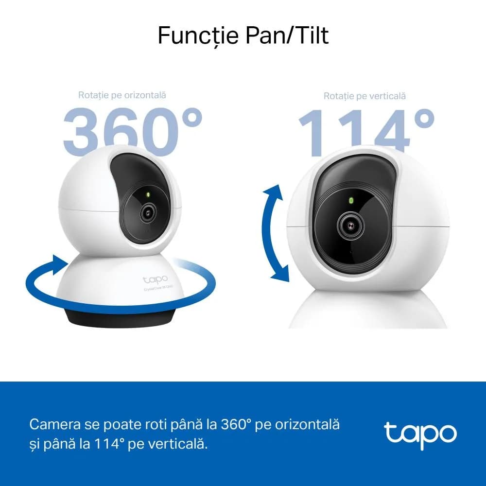 CAMERA IP TP-LINK, cube, wireless, pt. interior, dist. IR 9 m, tip lentila fixa 4 mm, 4 Mpx rezolutie 2K, microfon, carcasa plastic, slot SD card, "Tapo C220" — miniatură
