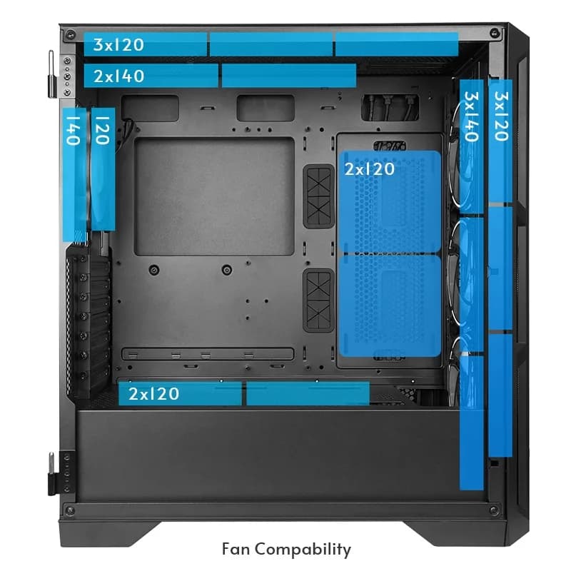 CARCASA Chieftec "APEX", Tower,ATX,fara sursa,4xfan,USB 3.2gen2 Type-Cx2,USB 3.2gen1x2, USB 2.0x1,audio,mic,RGB,PSU shroud,7 sloturi expansiune, ARGB,negru "GA-01B-TG-OP" — miniatură