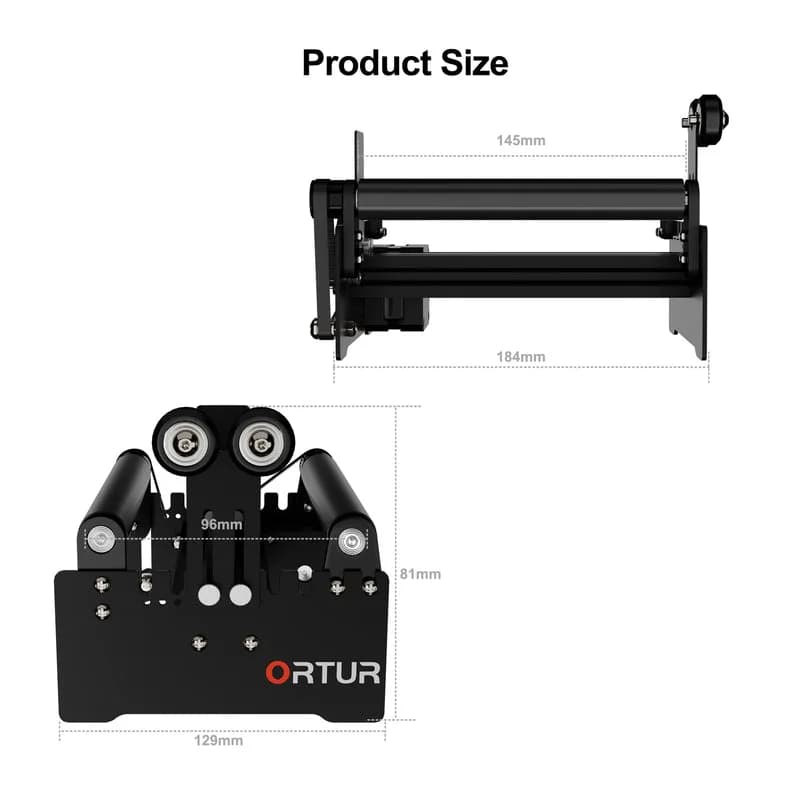 Accesoriu gravator laser Ortur YRR 2.0 Rotary Roller pentru Cylinder Engraving — miniatură