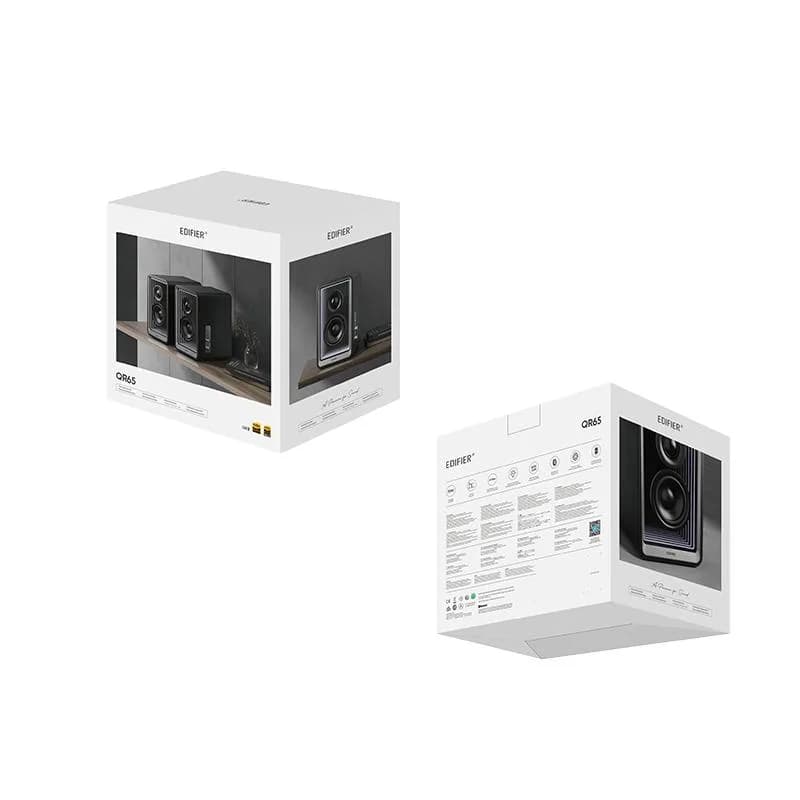 BOXE EDIFIER 2.0, RMS: 70W (2 x 15W, 2 x 20W), Bluetooth 5.3, USB-C, USB-A, AUX, sub-out, GaN charger 65W, black, "QR65-BK" — miniatură