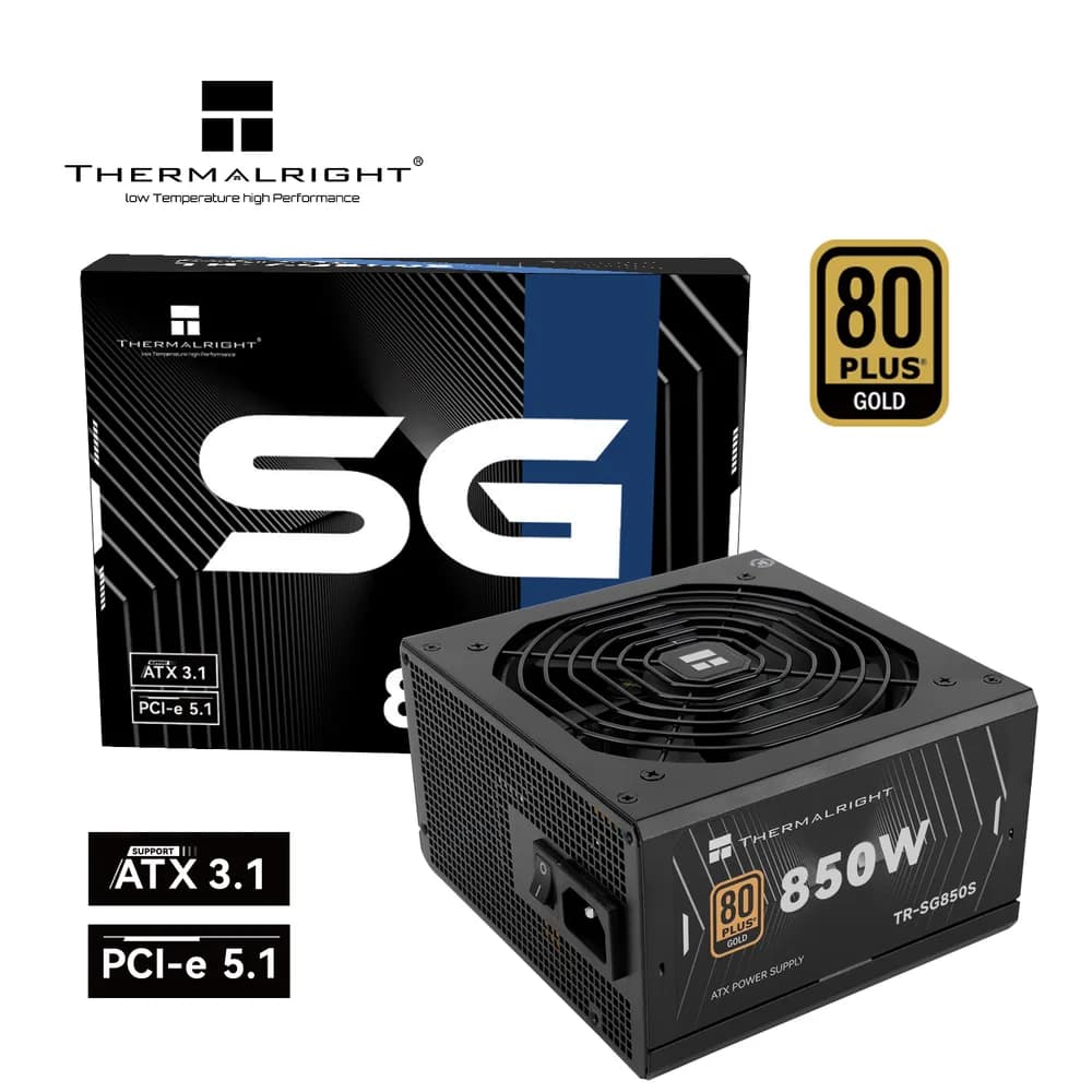 SURSA Thermalright, 850W, certificare 80 Plus Gold, non-modular, fan 120mm, negru, "TR-TG 850S" — miniatură