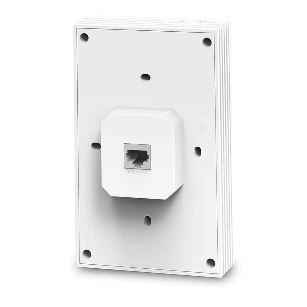 ACCESS POINT TP-LINK wireless AX3000 Mbps dual band Wall Plate WiFi 6, 4x10/100/1000 Mbps Ethernet Ports (1xPoE OUT) 2 antene interne,IEEE802.3af/at PoE,de perete"EAP655-Wall" — miniatură