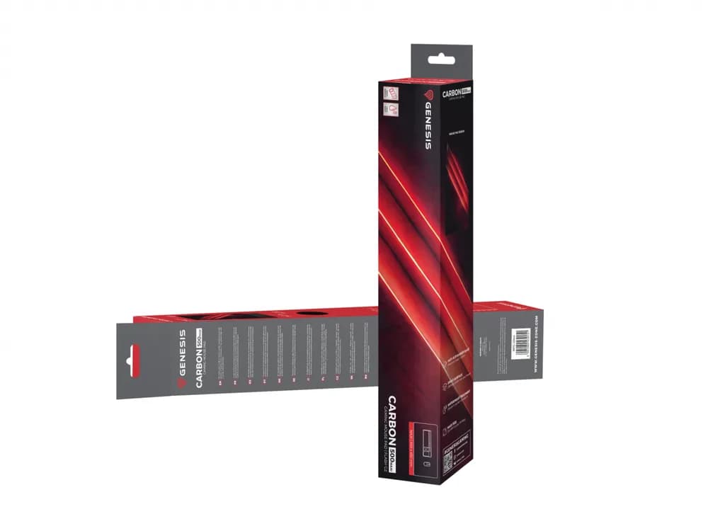 Mousepad Genesis Carbon 500 Maxi Flash, material cauciuc + textil, dimensiuni 900x450x2.5 mm, negru/rosu — miniatură