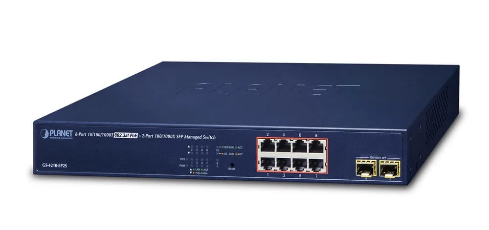 NET SWITCH 8PORT 1000M POE+/GS-4210-8P2S PLANET "GS-4210-8P2S"