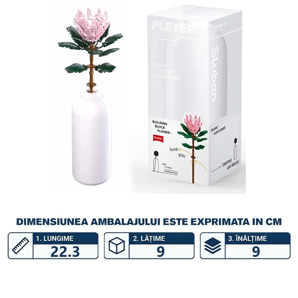 Set de Constructie Flowers, 219 piese, Protea Cynaroides - Sluban — miniatură
