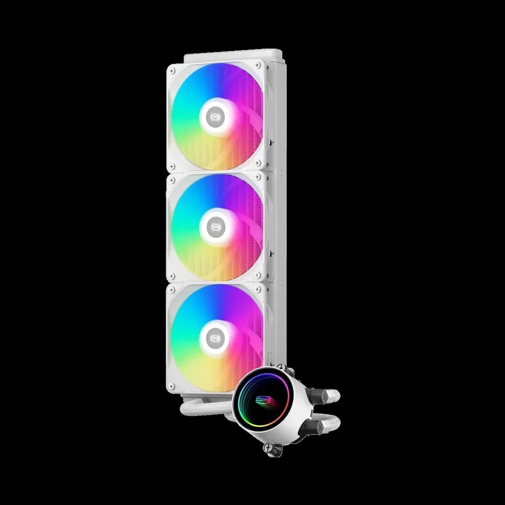COOLER PCCooler "DA360 ARGB", skt. Intel si AMD, racire cu lichid, 3 x 120mm, 400 - 1800 RPM, iluminare RGB adresabil, afisaj LCD, alb "DA360 ARGB WH"