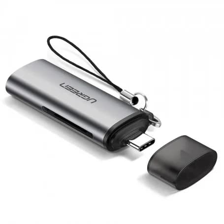 CARD READER extern Ugreen, "CM184" interfata USB Type-C, citeste/scrie: SD si TF,microSD viteza pana la 5Gbps,suporta carduri maxim 512 GB, plastic,gri "50704" - 6957303857043