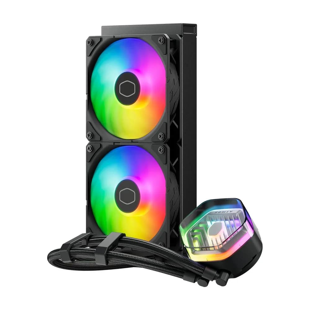COOLER Cooler Master "MASTERLIQUID 240 ATMOS",racire lichid,skt. Intel LGA 1700/1200/115x,AMD AM5/AM4,radiator aluminiu,pompa,2x120mm,2500rpm,4-pin,ARGB,negru "MLX-D24M-A25PZ-R1" — miniatură