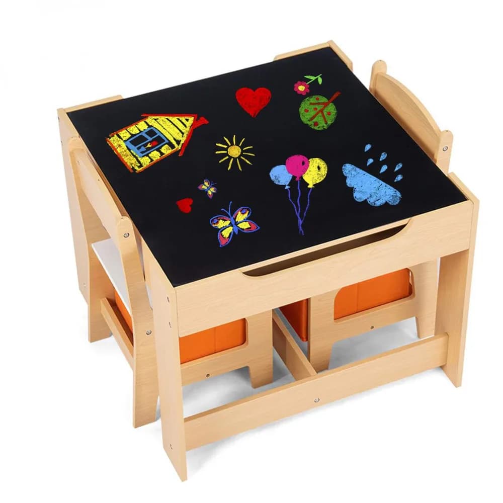 Set masuta si 2 scaune, lemn natur, U-Grow — miniatură