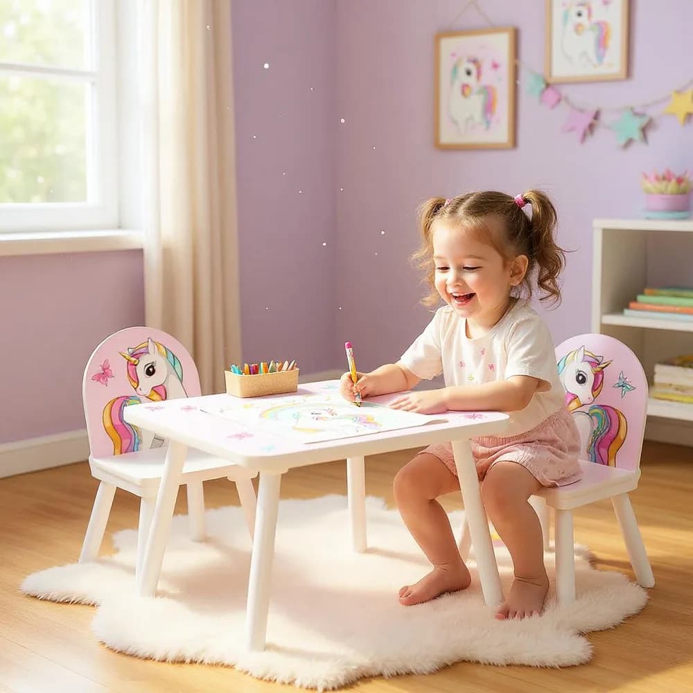 Set 2 scaune +birou Unicorns, U-Grow — miniatură