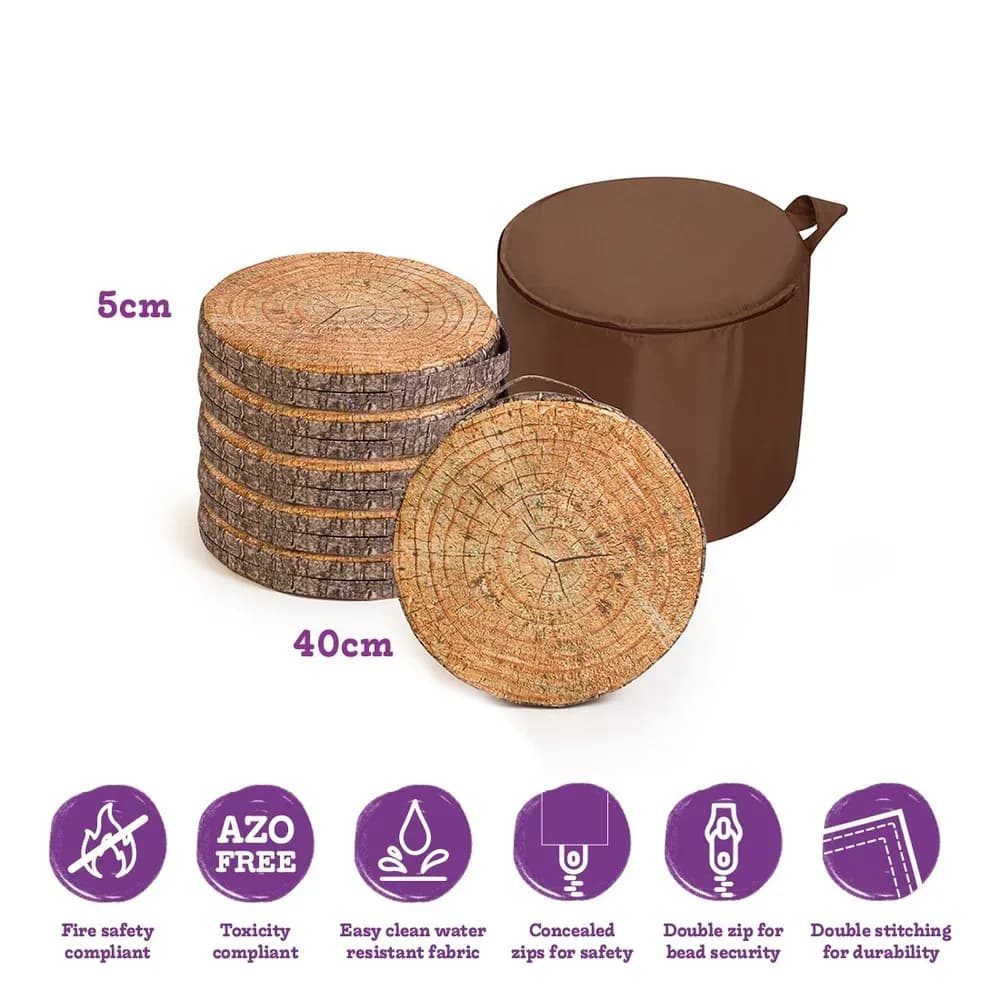 Inspirate din natură: Perne portabile Trunchi de copac (set de 6) – 40cm x 5cm — miniatură