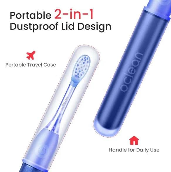 Periuta de dinti sonica Oclean Ease, Functii: smart timer 2 min, 2 moduri de utilizare, 45 dB, IPX7 waterproof, durata baterie pana la 120 zile, protectie impotriva prafului, perfecta pentru calatorii, culoare: albastru — miniatură