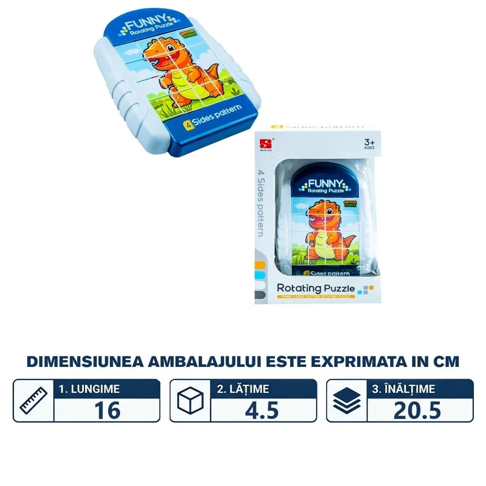 Puzzle educativ, cu 4 fete, Dinozaur — miniatură