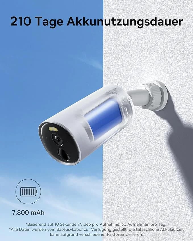 CAMERA IP Exterior Baseus B1, 2K QHD 2304 x 1296, acumulator integrat durata viata pana la 210 zile, unghi pana la 145 grade, IP67, dist. IR 30 m, tip lentila fixa 3 mm, 3 Mpx, wireless, mic, plastic, slot SD card, "S0SV002130" — miniatură