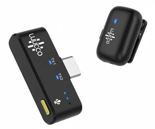 Microfon Lavaliera Wireless Luucco MiniPods-K1, USB-C, negru