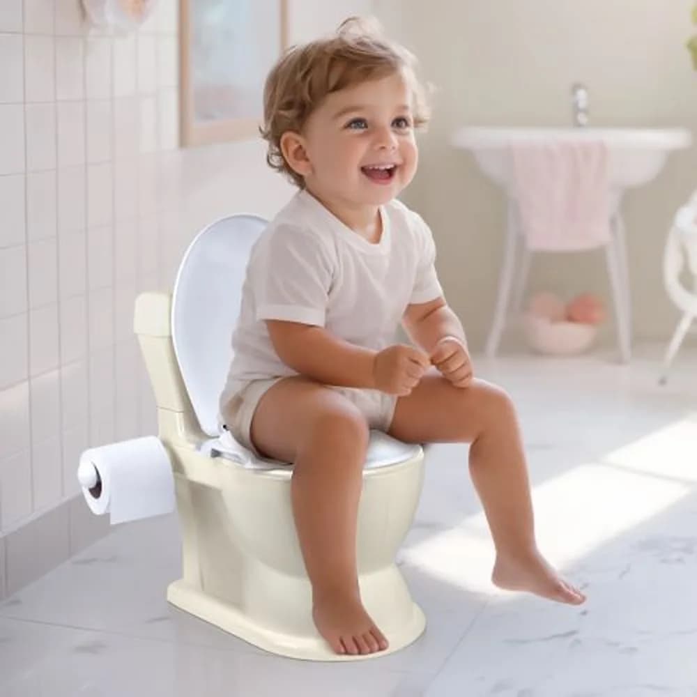 Olita tip WC, cu sunet, XL, 2 in 1, Bej - DOLU — miniatură