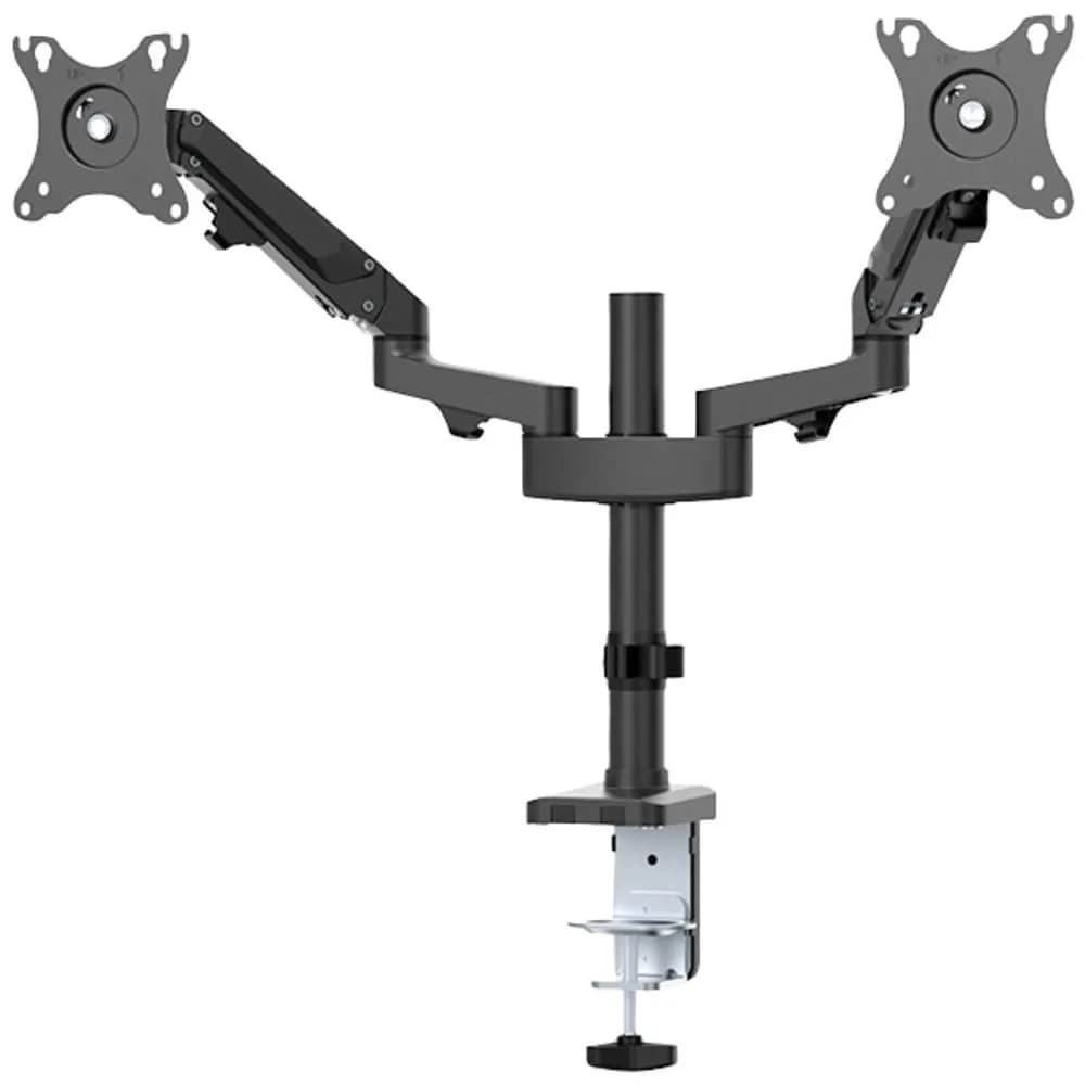 Brat de birou pentru monitor Neomounts, poate sustine 2 monitoare cu diagonala display 17-27", suporta pana la 14kg per monitor, full motion, +45°, -45° inclinatie, +90°, -90° swivel, +180°, -180° rotatie, VESA min 75x75, VESA max 100x100, reglabil pe inaltime: 7,3-48,1 cm, negru. — miniatură