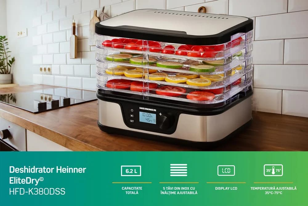 DESHIDRATOR FRUCTE SI LEGUME HEINNER ELITEDRY HFD-K380DSS — miniatură