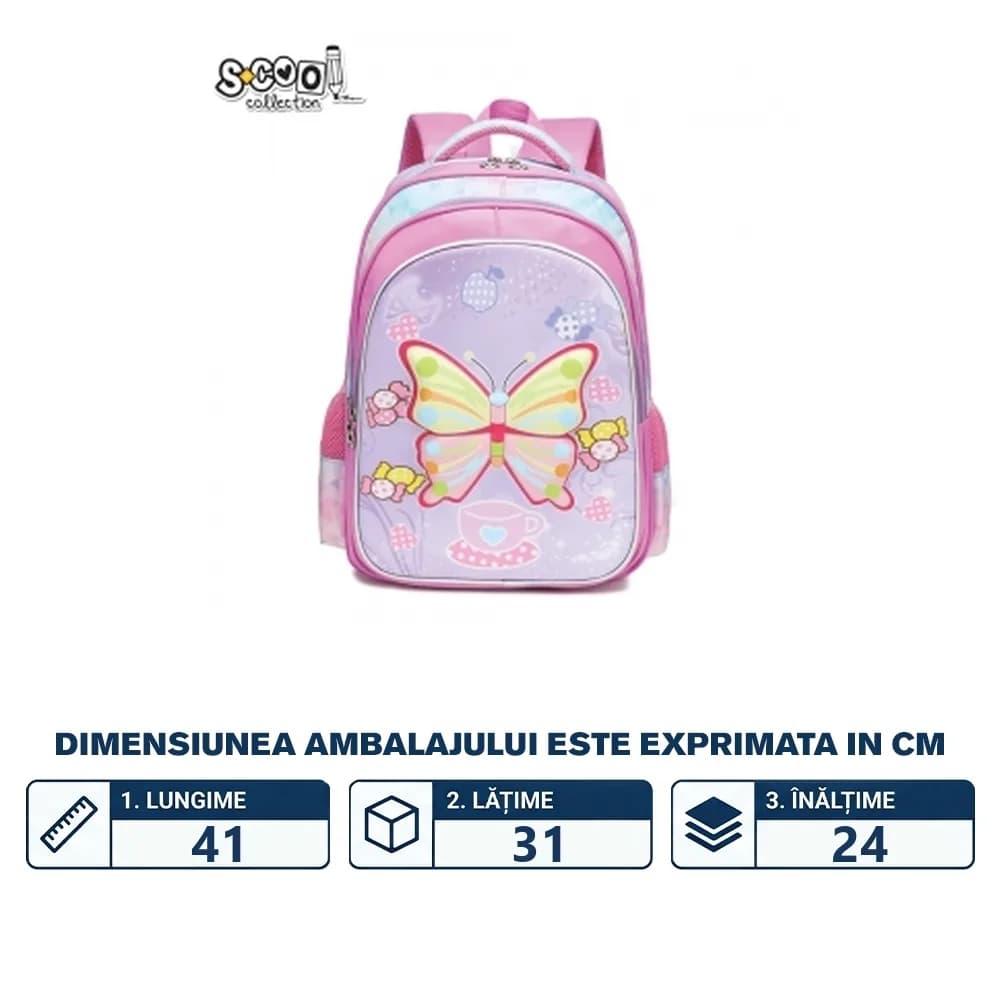 Ghiozdan 3D, 41x31x24 cm, BUTTERFLY - S-COOL — miniatură