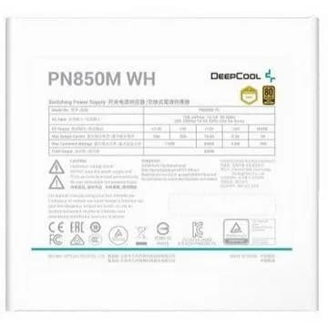 SURSA DeepCool "PN850-M Wh", 850W, certificare 80 Plus Gold, active PFC, full bridge SRC LLC si DC to DC, non-modular, fan 120mm, alb, "R-PN850M-FC0W-JGEU" — miniatură