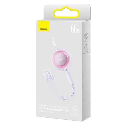 CABLU alimentare si date Baseus Bright Mirror 2, retractabil 3-in-1, pt smartphone,USB la Micro-USB+Lightning + USB Type-C 66W, 1.1m, violet "CAMJ010105" - 6932172609115 — miniatură