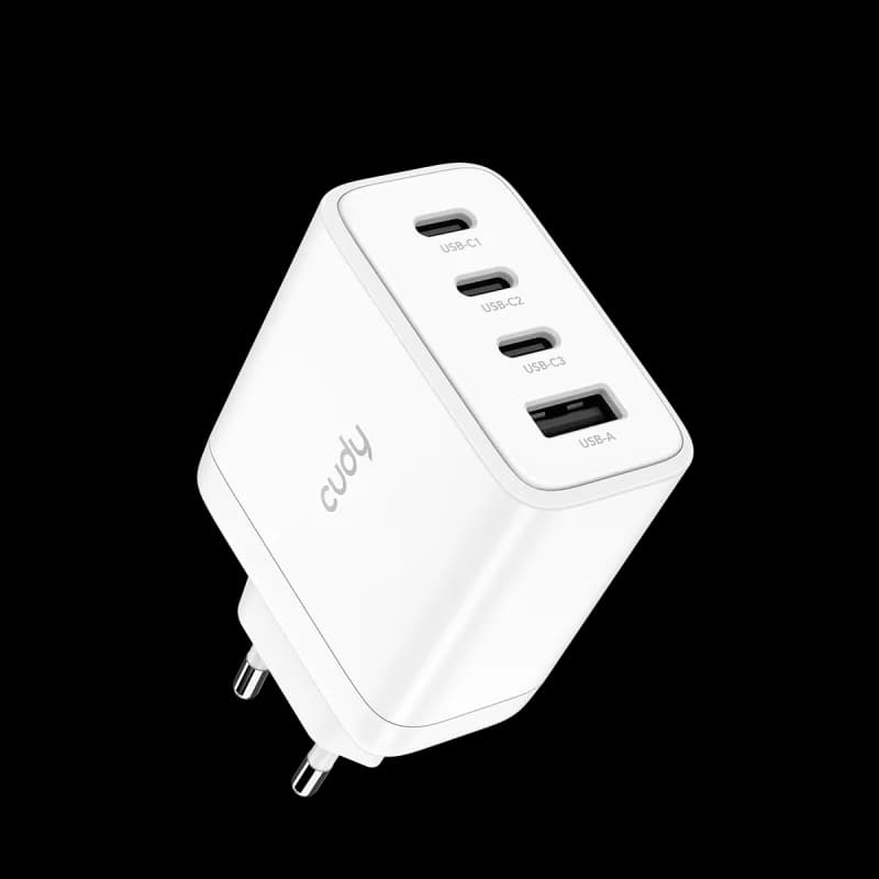 Incarcator Retea CUDY CH70, 65 W, 4 porturi, Alb