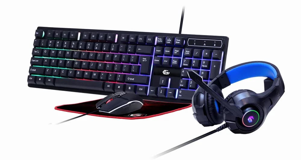 KIT 4-in-1 GEMBIRD, gaming, cu fir, tastatura 104 taste + mouse 2400dpi 6 butoane + casti cu mic 2x3.5" + pad 300x250mm, backlight, USB, black "Ghost" "GGS-UMGL4-02"