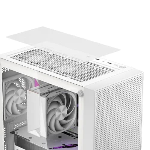 CARCASA PCCooler, middle tower, gaming, fara sursa, suporta 7xfan, PSU shroud, USB 3.1 gen x 1, USB 2.0 x 2, audio+mic, 5 sloturi expansiune, alb, "C3B310-WHP0-GL" — miniatură