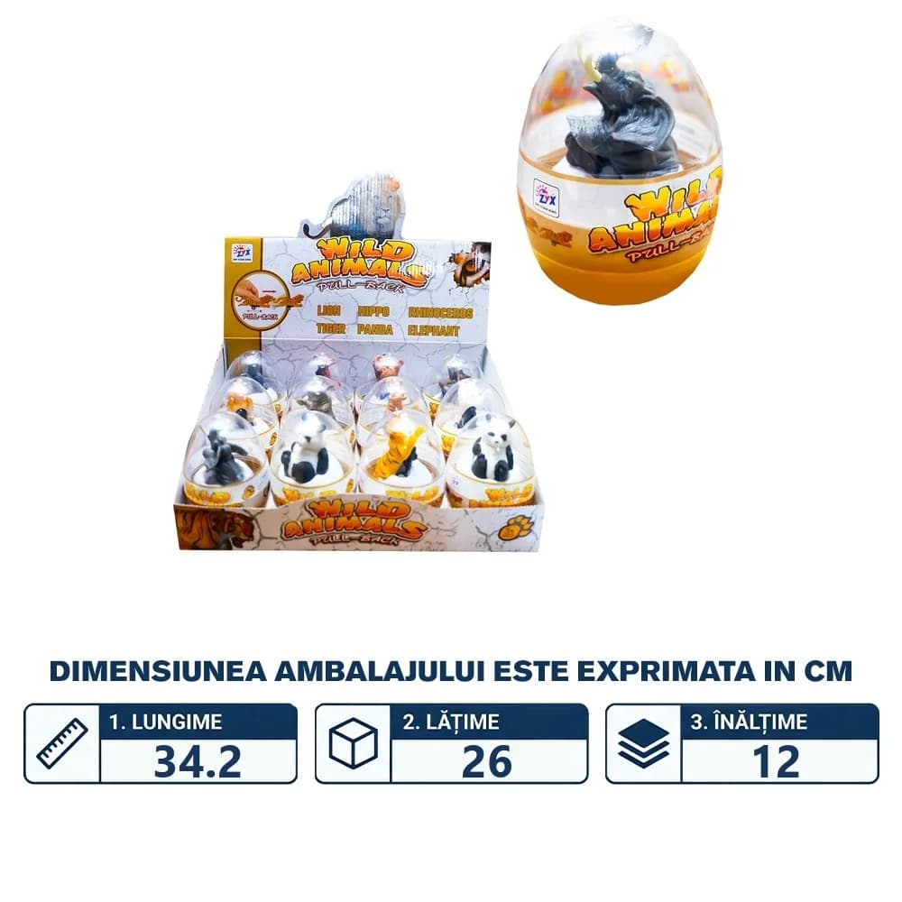 Animale salbatice cu frictiune, 12 buc/set — miniatură