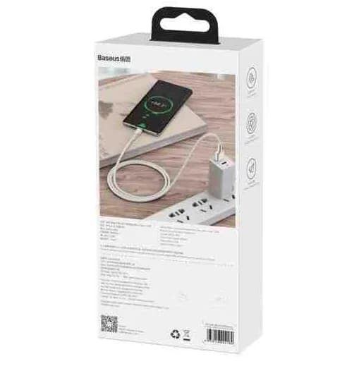 CABLU alimentare si date Baseus Cafule Series, Fast Charging Data Cable pt. smartphone, USB la USB Type-C 66W, braided, 1m, alb "CAKF000102" - 6953156209763 — miniatură