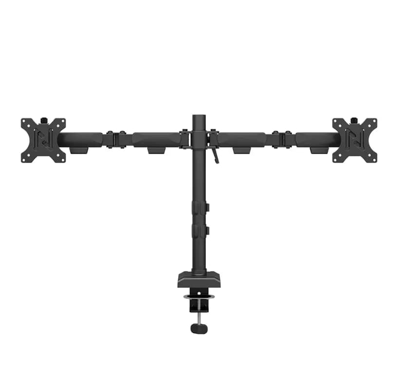 Brat dublu monitor Neomounts DS60-600BL2; pentru display-uri cu diagonale 10"-32", sistem de prindere VESA 75x75~100x100, greutate maxima suportata 8 - per ecrankg, full motion, tilt +45°, swivel 90°, rotate 180°, distanta fata de perete 99-459mm; culoare negru. — miniatură