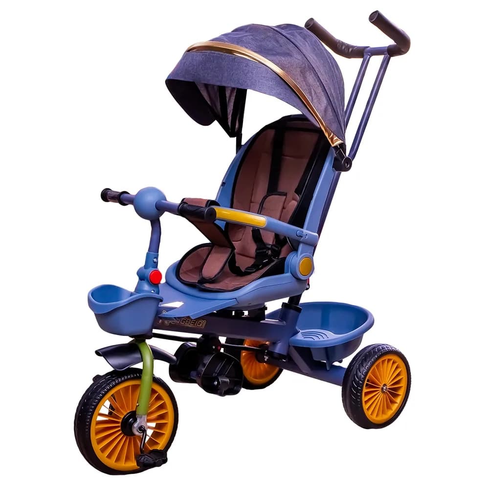 Tricicleta cu pedale, maner si parasolar — miniatură