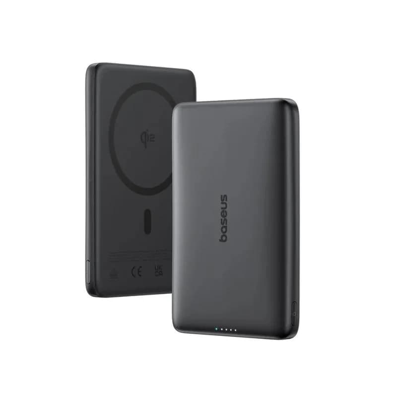 POWER BANK Baseus PicoGo AM41 Ultra-Slim Qi2 Magnetic Wireless, capacitate 10000mAh 27W, 1 x USB Type-C, include cablu USB Type-C la USB Type-C 30cm, negru "E0027201" - 6932172691707 — miniatură