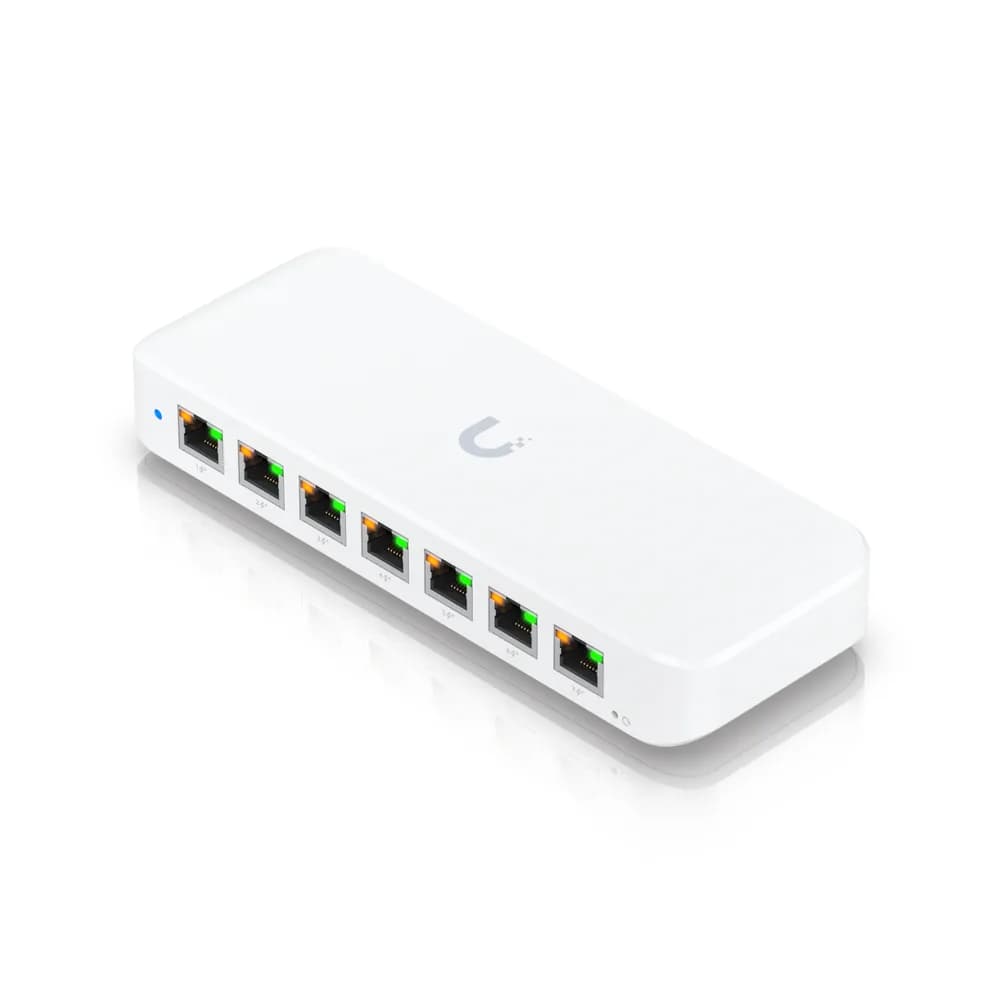 Ubiquiti USW-Ultra-210W-EU compact, Layer 2, 8-port GbE PoE switch, 7x GbE PoE+ output ports, GbE port with optional PoE++ input, 202W PoE "USW-ULTRA-210W-EU" — miniatură