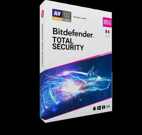 Licenta retail Bitdefender Total Security - protectie anti-malwarecompleta pentru Windows, macOS, iOS si Android, valabilapentru 1 an, 3 dispozitive, new