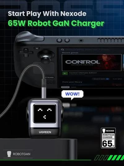 INCARCATOR retea Ugreen, Nexode "CD361" Quick Charge 65W GaN, 1 x USB, 2 x USB Tpe-C, gri "25685B" - 6941876236688 — miniatură