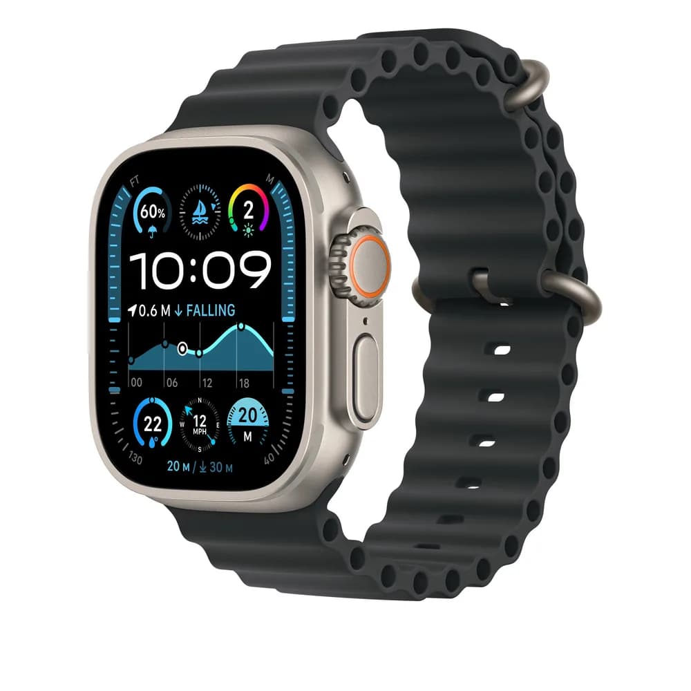 Curea pentru Apple Watch 49mm Black Ocean Band Extension - Natural Titanium Finish — miniatură