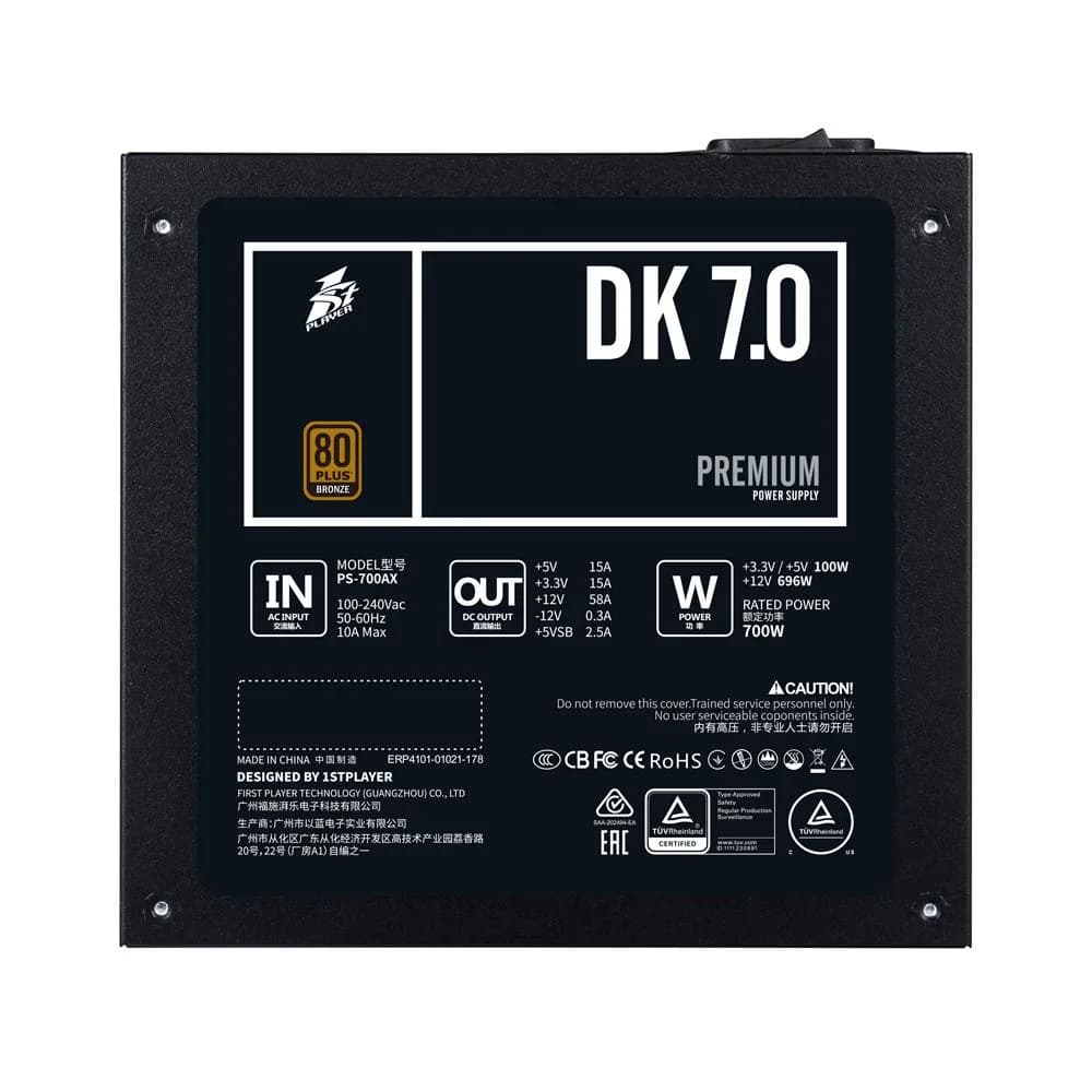 Sursa 1STPLAYER DK PREMIUM PS-700AX, 80+ Bronze, 700W — miniatură