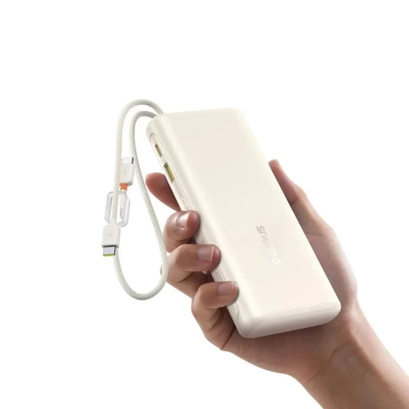 POWER BANK Baseus EnerFill FC41, display, cablu integrat retractabil 2 x USB Type-C, capacitate 20000mAh 100W, alb "E0028N04" - 6942521201815