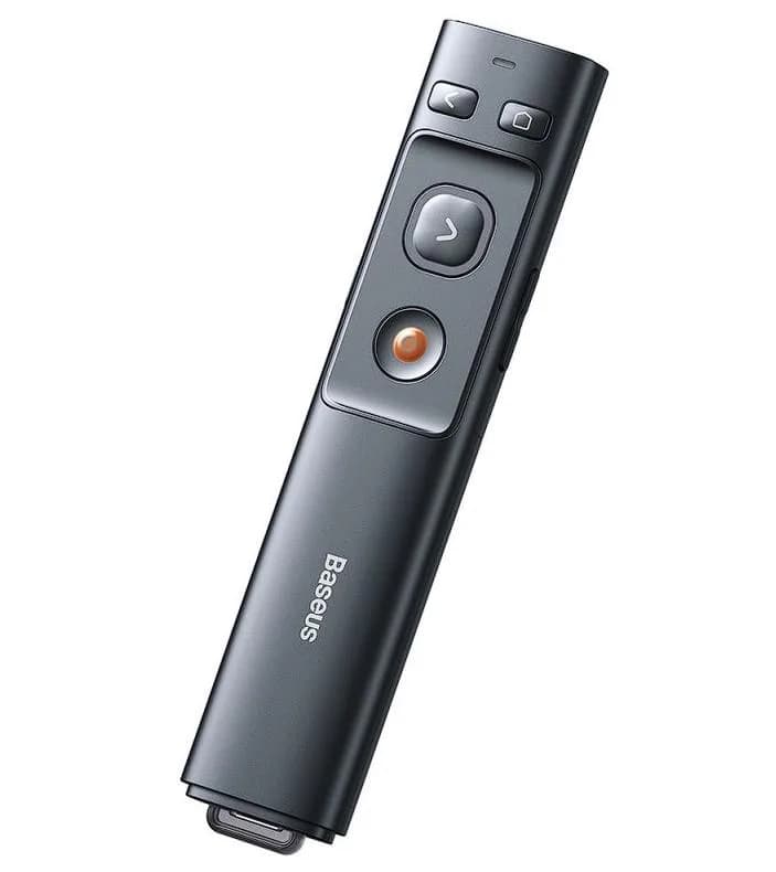 Presenter Baseus, wireless, laser 2.4 GHz, max. 100m, fara baterie, gri — miniatură
