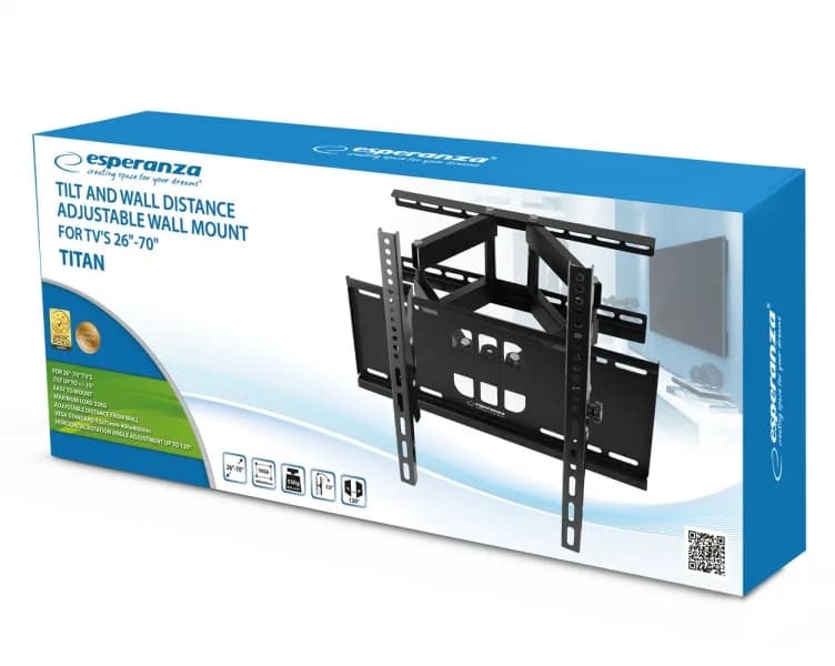 Suport Perete Esperanza Titan ERW012 26"-70" 55kg Negru "ERW012" — miniatură