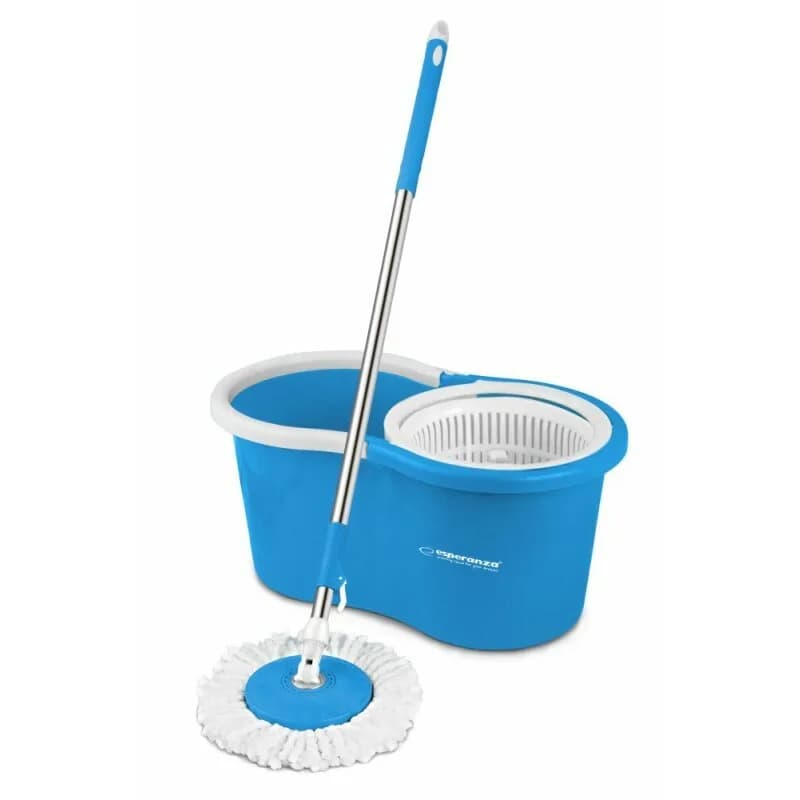 Set mop rotativ Esperanza Perfect Clean EHS005 cu galeata si storcator rotire 360 grade Alb/Albastru "EHS005"
