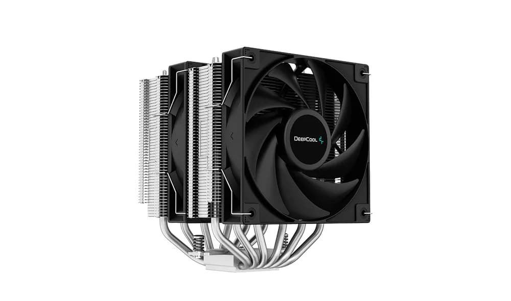 Cooler Deepcool "AG620", compatibil skt. Intel si AMD, racire cu aer, ventilator 120 mm x 2, 1850 rpm, inaltime cooler 157 mm, 6 heatpipe, "R-AG620-BKNNMN-G-1" — miniatură