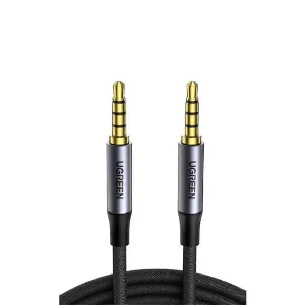 CABLU audio Ugreen, "AV183" stereo 4-pini (3.5 mm jack T/T), conectori auriti, 1.5m, braided, negru "20497" - 6957303824977