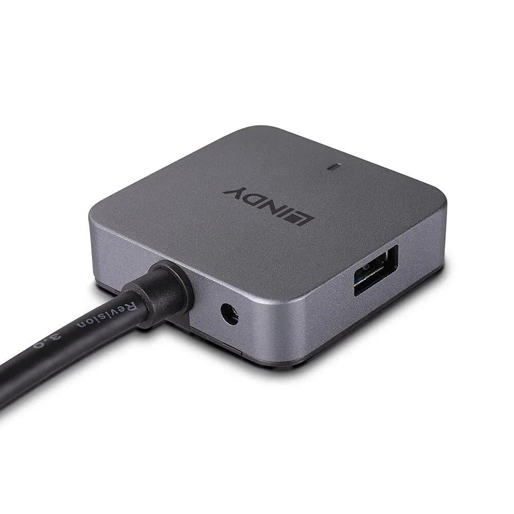 Hub USB LINDY 5m USB 3.0 Hub 4 Ports USB-A, 4 porturi, Gri — miniatură
