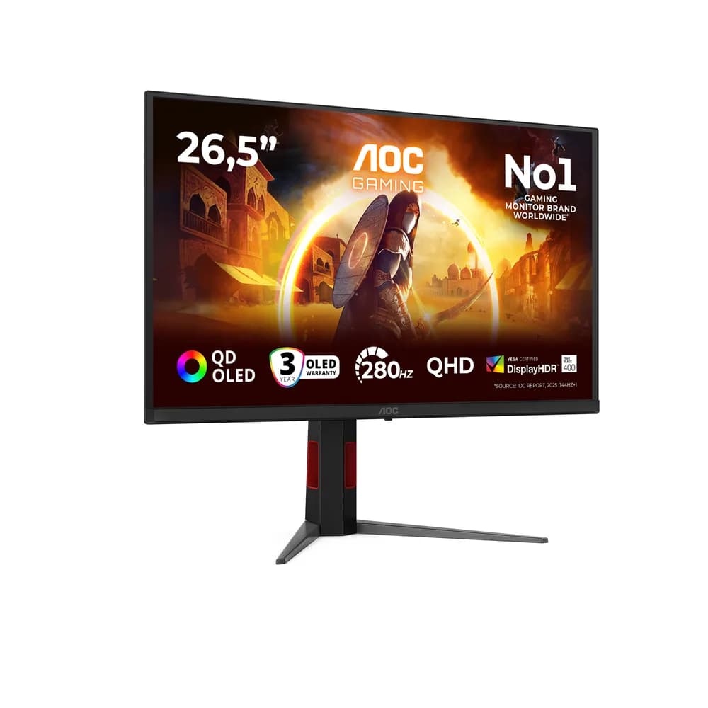 Monitor Gaming QD - OLED AOC 27" Q27G4ZD, QHD (2560 x 1440), HDMI, DisplayPort, Pivot, 280 Hz, 0.03 ms (Negru) "Q27G4ZD" — miniatură